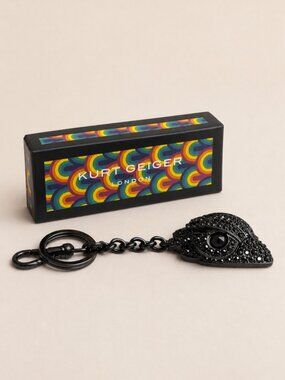 KURT GEIGER London Black Brass Metal Eagle Keychain / Bag Charm NIB | Sold-Out